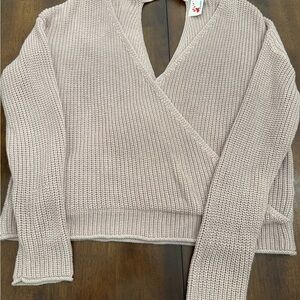 V-Neck Wrap Sweater - Cream